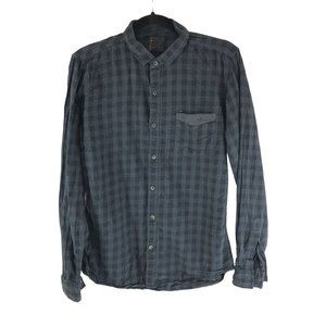 Twills Earl Grey Mens Flannel Shirt Button Down Plaid Pocket Gray L